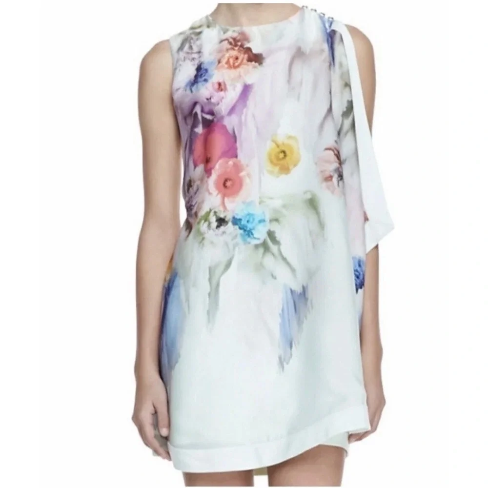 Ted Baker London Dahnni Floral Tunic Mini Dress Sz 1 Multi Viscose Cottagecore